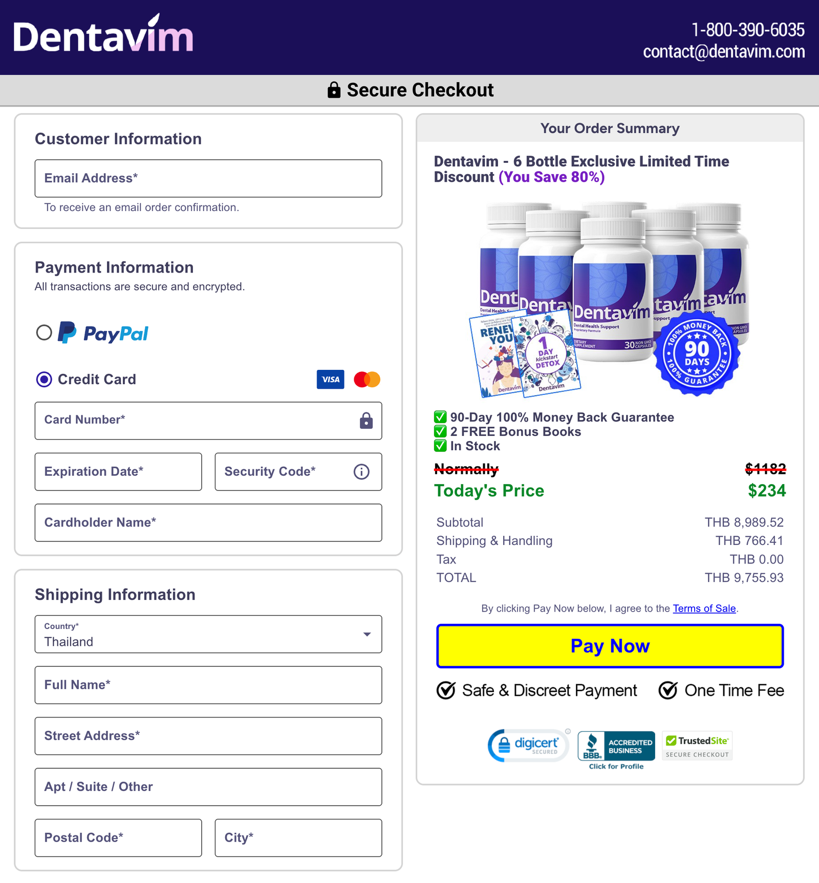 Dentavim Official Website Secure Order Page